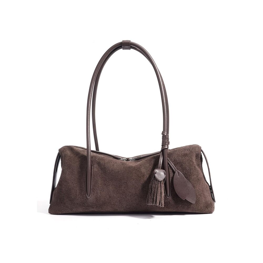 7998 Genuine Suede Leather Shoulder Bag, Soft Hobo Bag , Lightweight - Picture 1 of 7